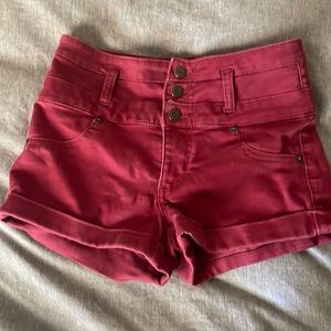 Burgundy high waisted shorts